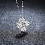 S925 Sterling Silver Moissanite Clover Pendant Clavicle Chain Necklace