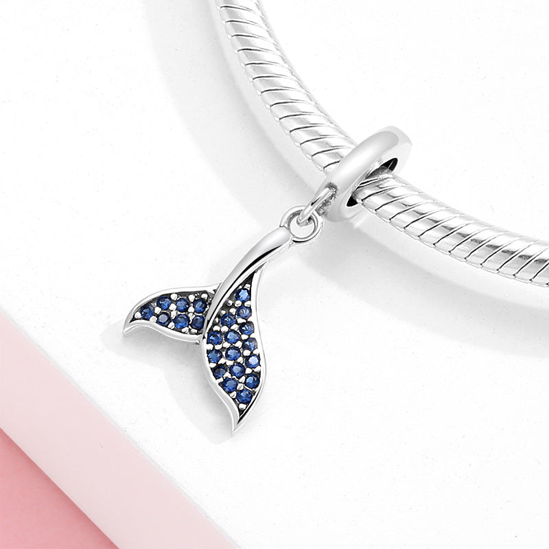 S925 Sterling Silver Mermaid Tail Zircon Inlaid Pendant