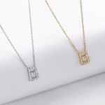 S925 Sterling Silver Simple Zircon Necklace with English Letters