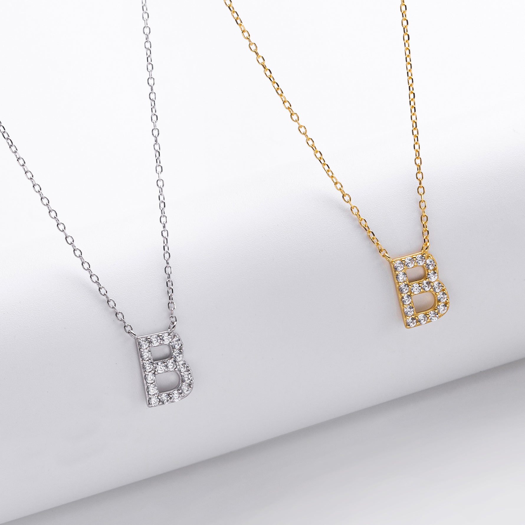 S925 Sterling Silver Simple Zircon Necklace with English Letters