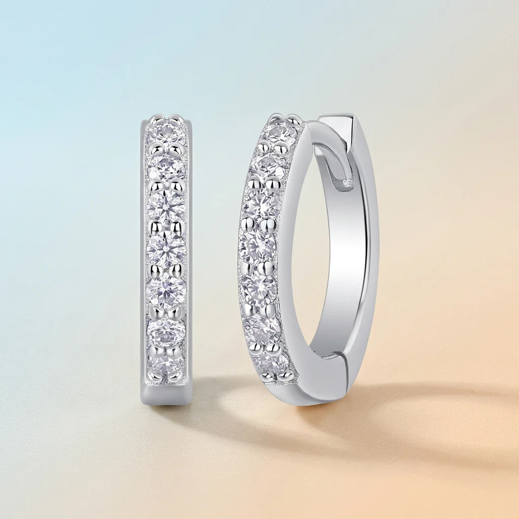S925 Sterling Silver Sweet & Chic Moissanite Hoop Earrings