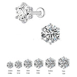 S925 Sterling Silver Six-Prong Moissanite Cartilage Stud Earring(Single unit)