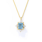 S925 Sterling Silver Retro Natural Sky Blue Topaz Necklace