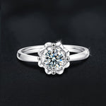 S925 Sterling Silver Flower Moissanite Engagement Ring