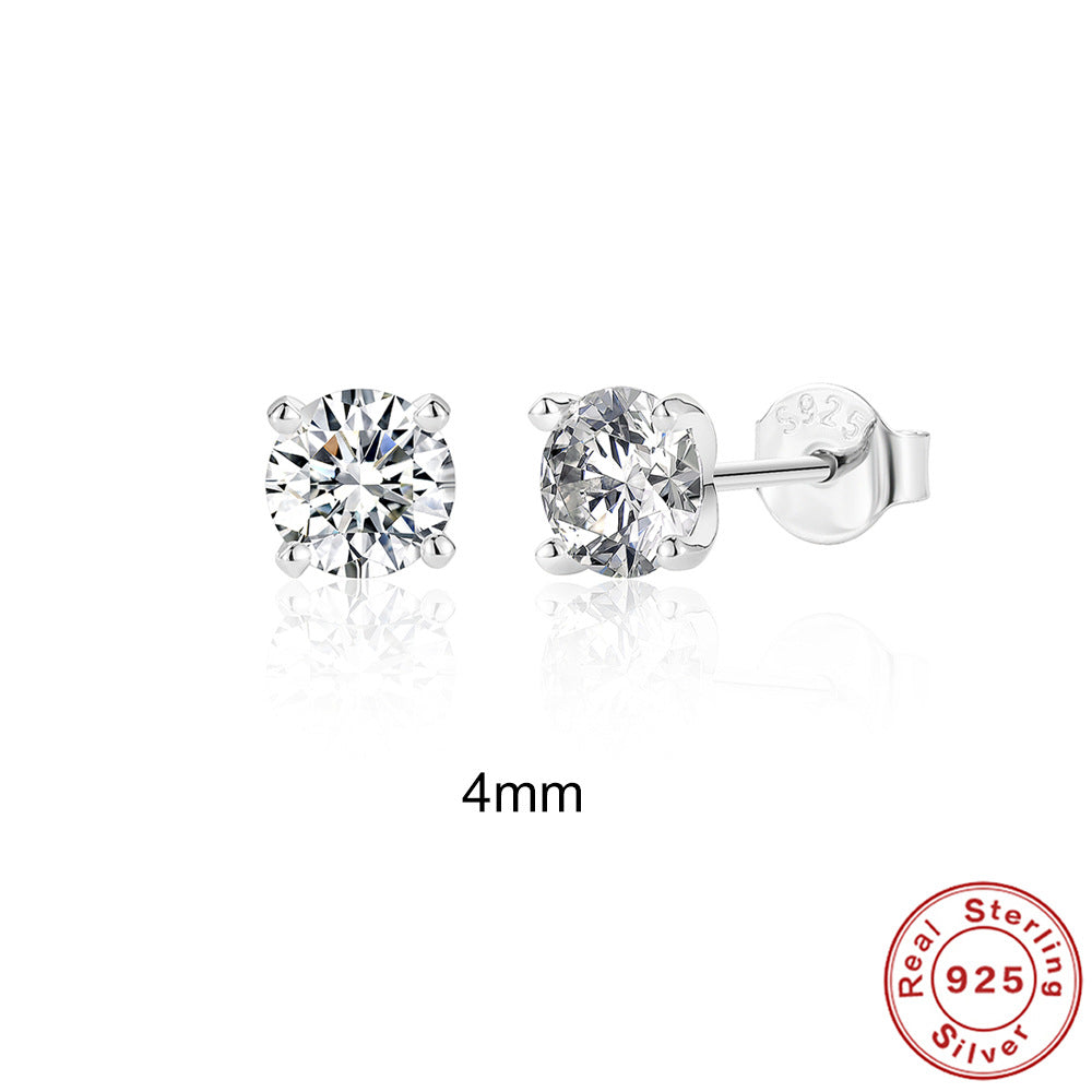 S925 Sterling Silver 0.5–1.2 Carat Four-Prong Ultra-Sparkling Moissanite Stud Earrings