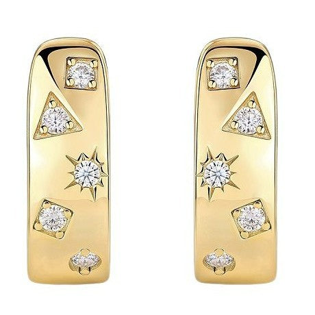 S925 Silver Gold-Tone Moissanite Earrings