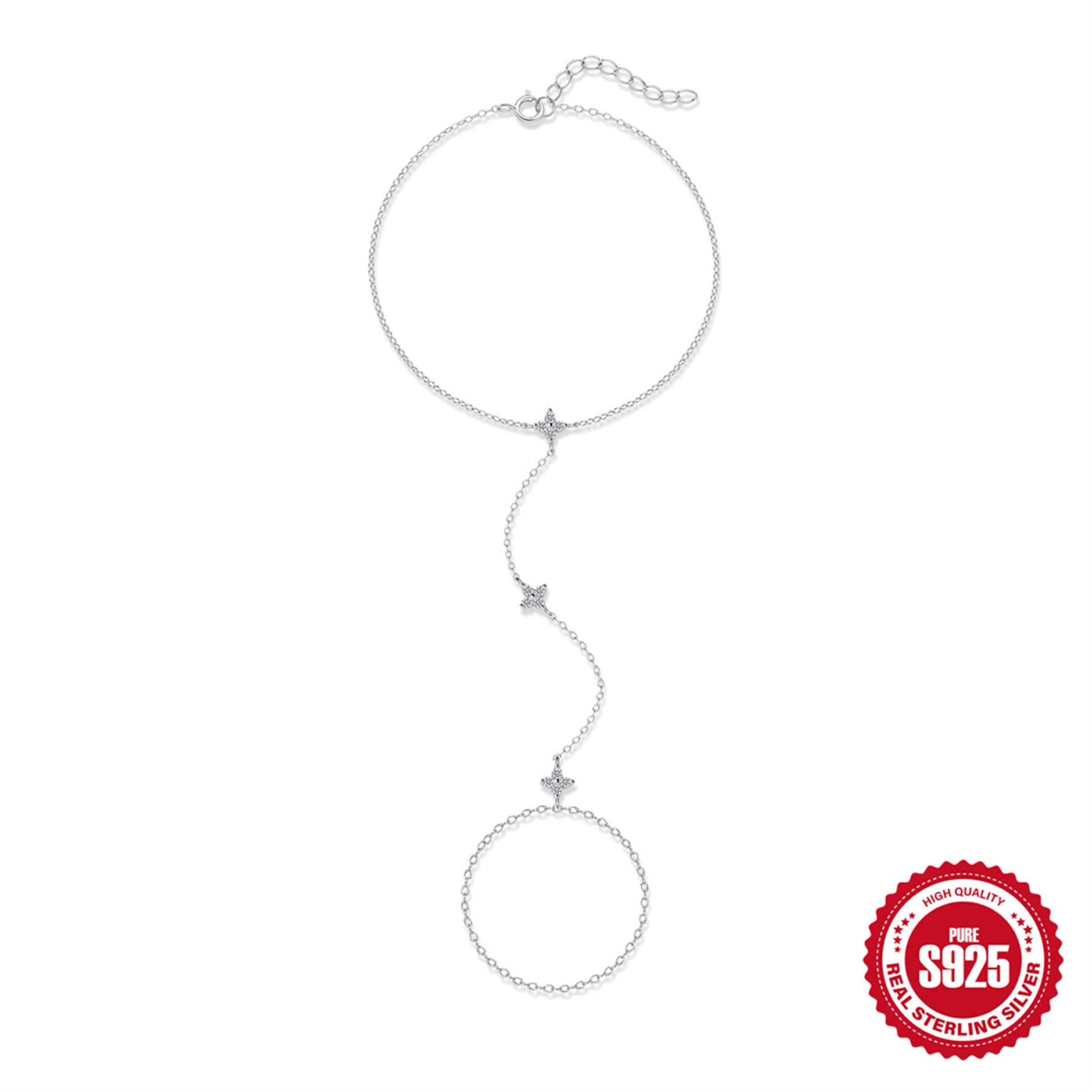 S925 Sterling Silver Moissanite Stackable Bracelet