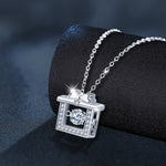 S925 Sterling Silver Moissanite Bow Gift Box Pendant Necklace