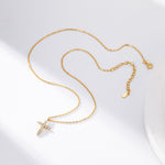 S925 Sterling Silver Faith Pendant with Zircon Cross Necklace