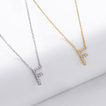 S925 Sterling Silver Simple Zircon Necklace with English Letters