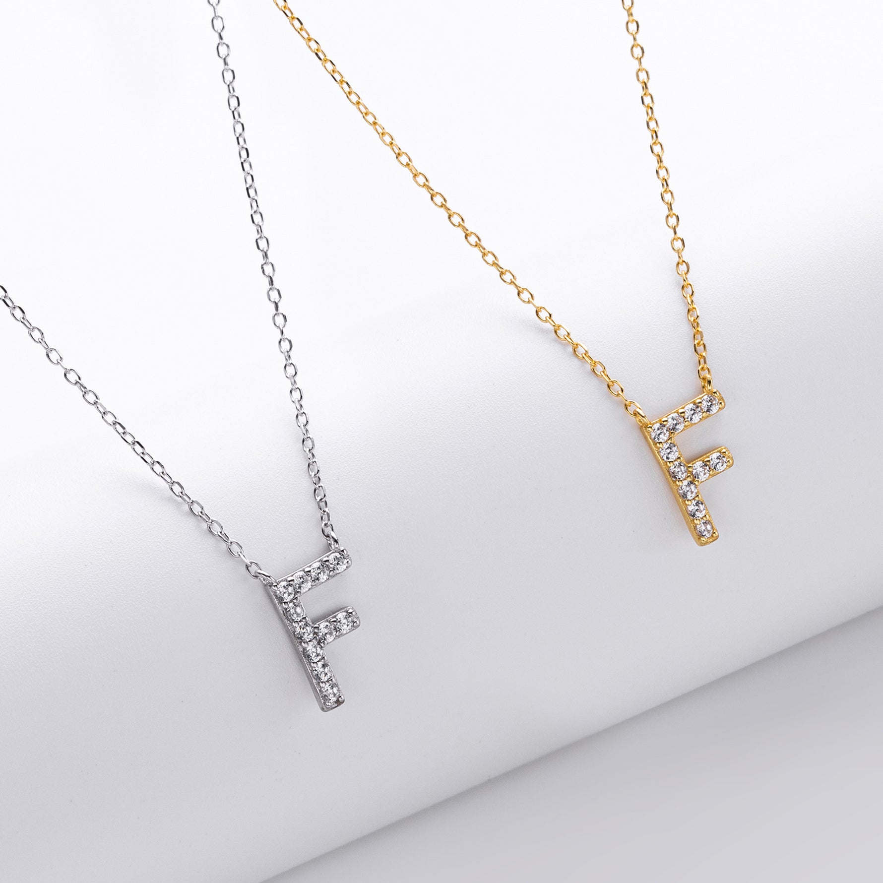 S925 Sterling Silver Simple Zircon Necklace with English Letters