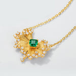 S925 Sterling Silver 10K Gold Emerald Necklace