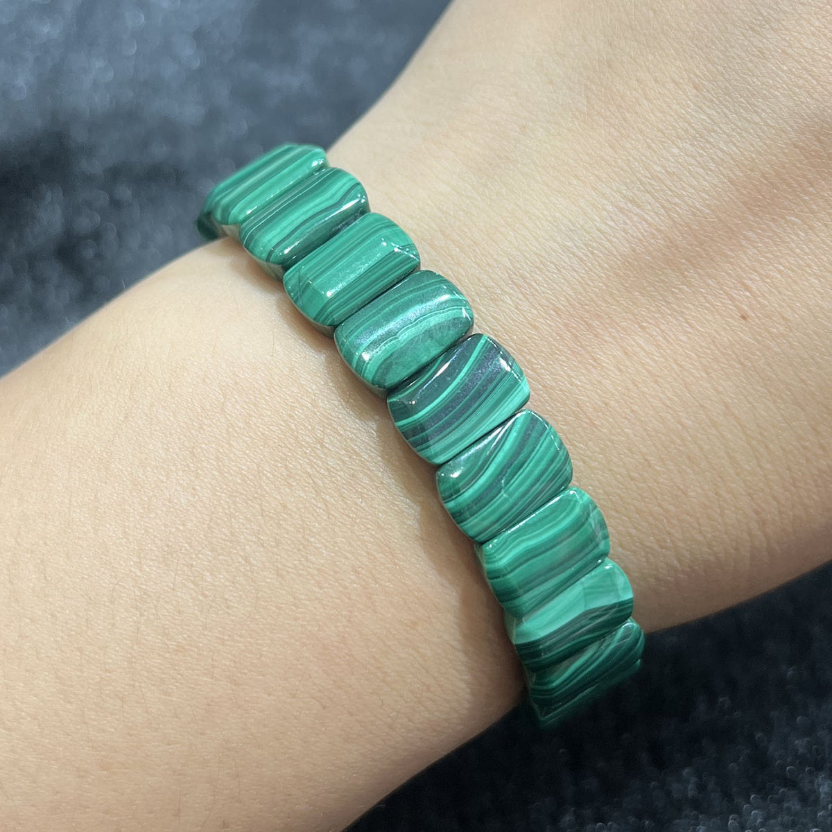 Natural Malachite Flat-Link Bracelet