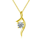 S925 Sterling Silver Moissanite Simple Four-Claw Twisted Pendant Necklace