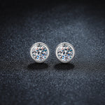 S925 Sterling Silver Moissanite Classic Round Stud Earrings