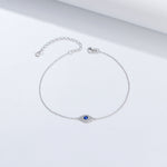 S925 Sterling Silver Devil's Eye Micro Inlaid Zircon Bracelet and Anklet Set