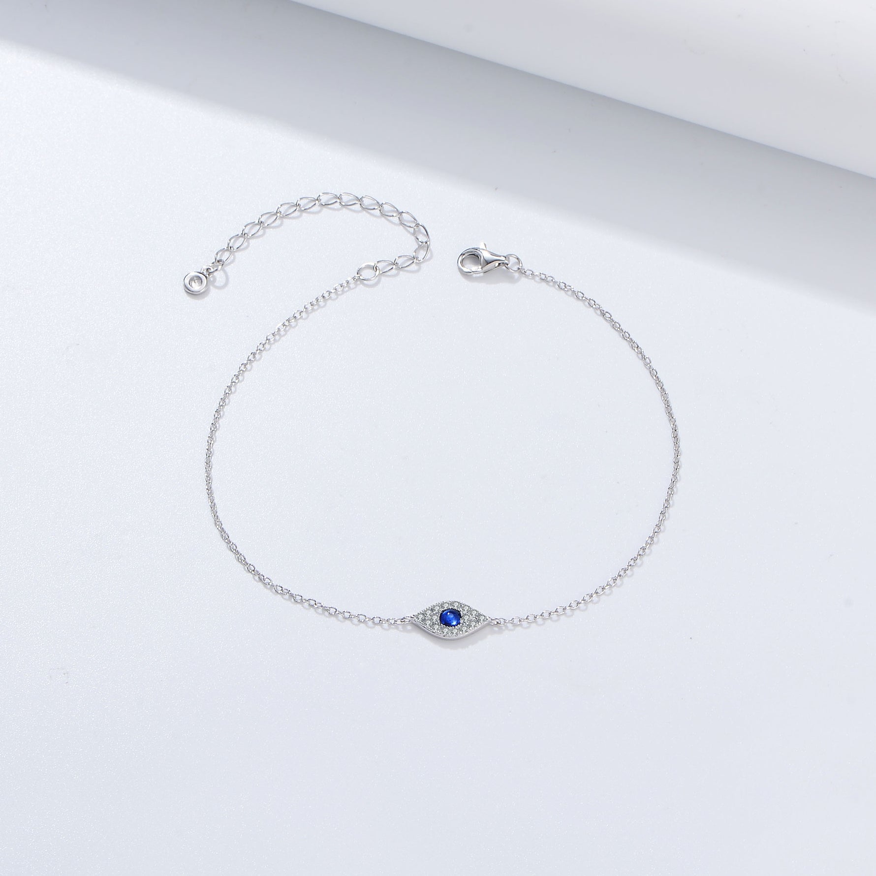 S925 Sterling Silver Devil's Eye Micro Inlaid Zircon Bracelet and Anklet Set