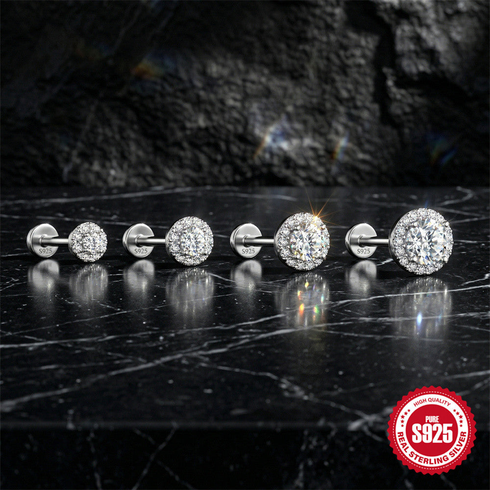 S925 Sterling Silver Round Moissanite Earrings(Single unit)