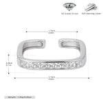 S925 sterling silver exquisite open ring set with square zircon stones