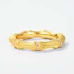 S925 Sterling Silver Gold-Plated Bamboo-Shaped Zircon Pile Diamond Ring
