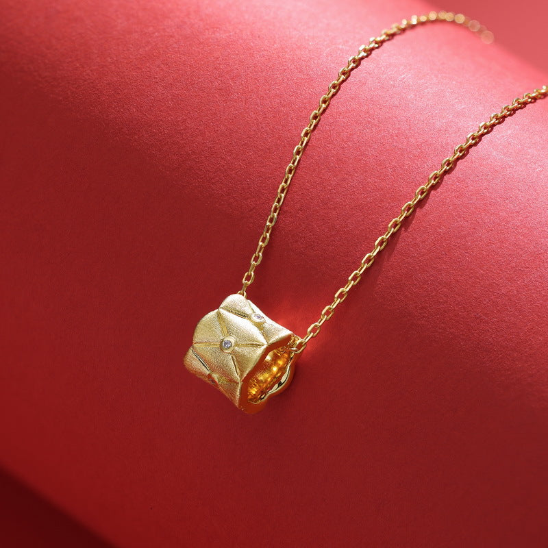 S925 Sterling Silver Gold-Plated Slim Waist Zircon Inlaid Necklace