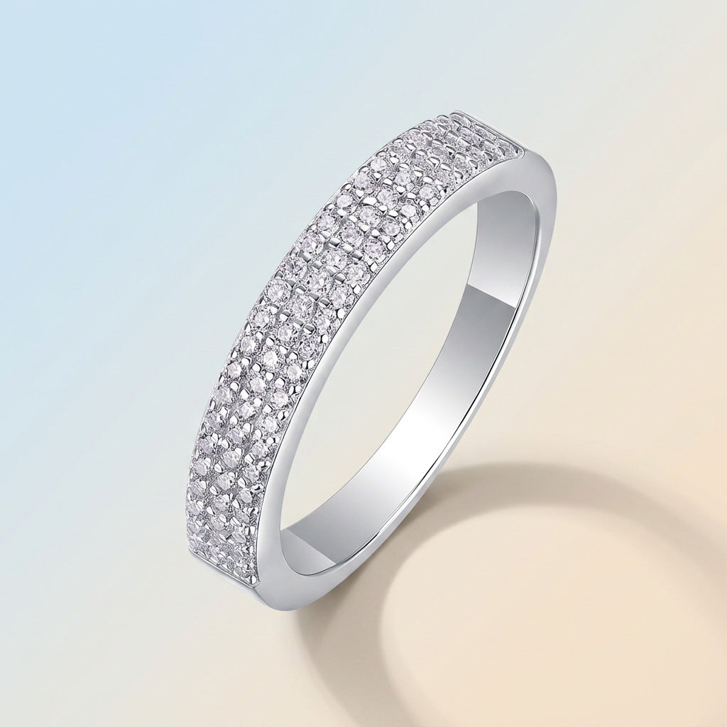 S925 Sterling Silver Ring Adorned with Moissanite