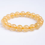 Natural Golden Rutilated Quartz Round Bead Bracelet