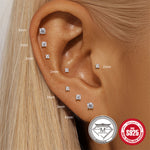 S925 Sterling Silver Petal Stud Earrings with Crushed Moissanite(Single unit)
