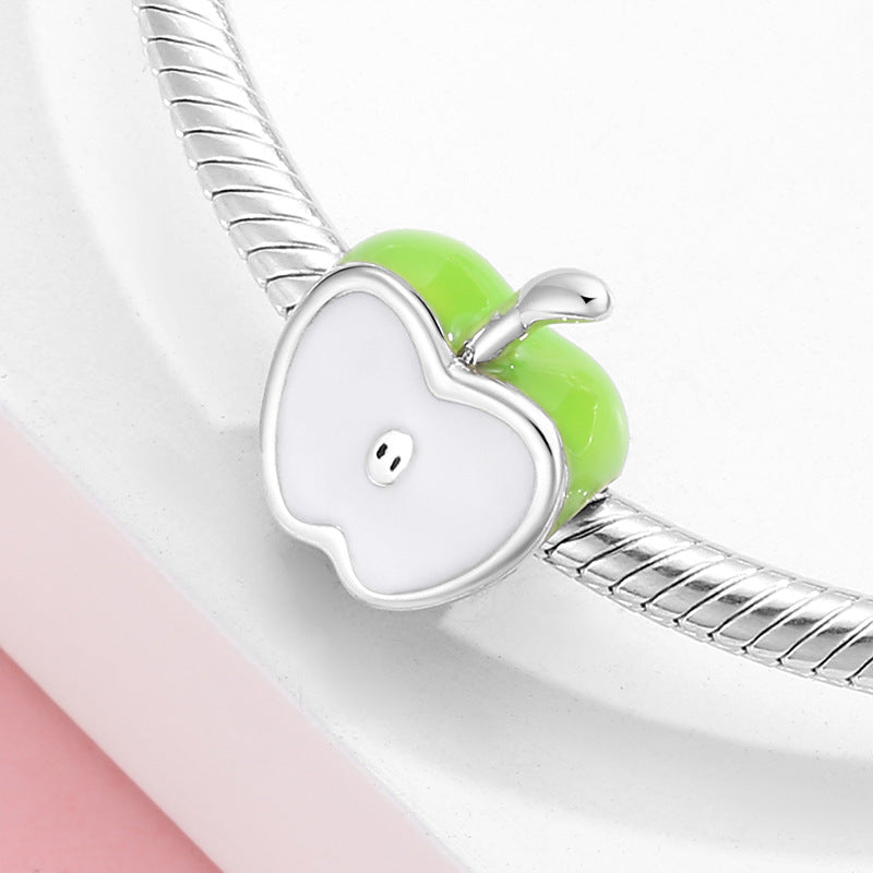 S925 Sterling Silver Green Apple Bead Pendant