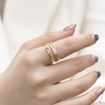 S925 Sterling Silver Gold-Plated Tri-Wrapped Zircon Ring