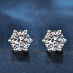 Classic Six-Prong Moissanite Stud Earrings — 925 Sterling Silver