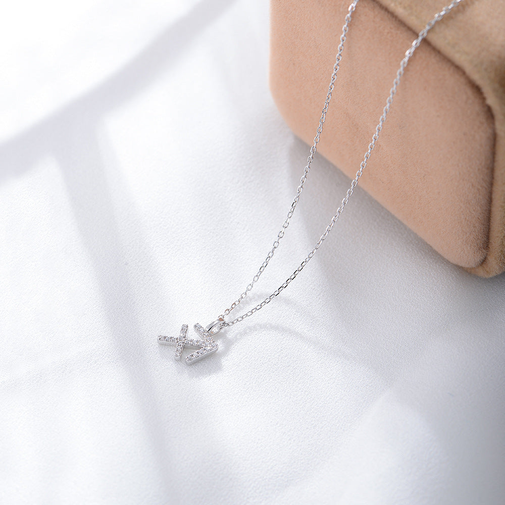 S925 Silver Zircon Inlaid Twelve Constellation Pendant Necklace