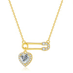 S925 Sterling Silver Moissanite Clip Heart-Shaped Necklace