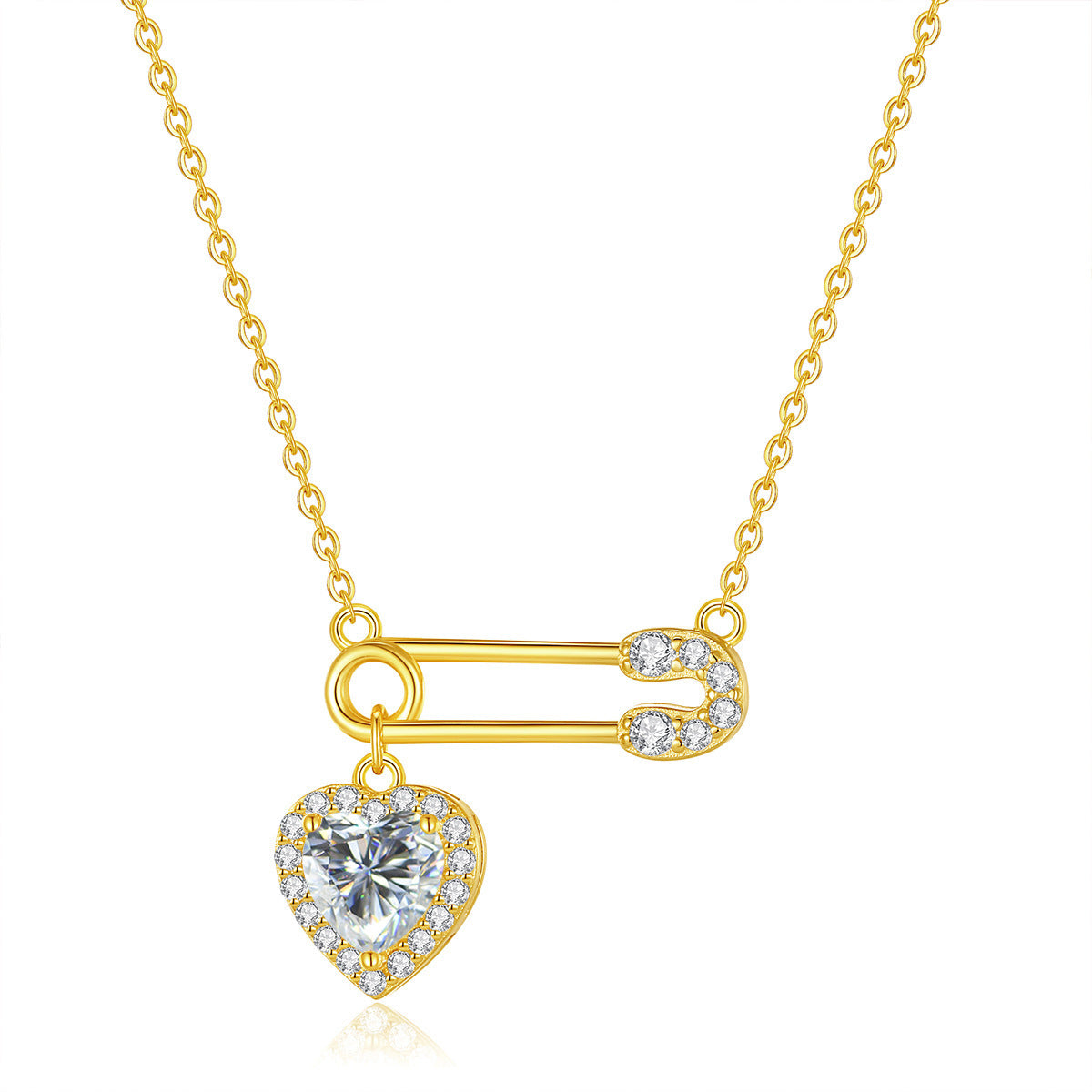 S925 Sterling Silver Moissanite Clip Heart-Shaped Necklace