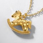 S925 Sterling Silver Gold-Plated Trojan Horse Pendant Necklace