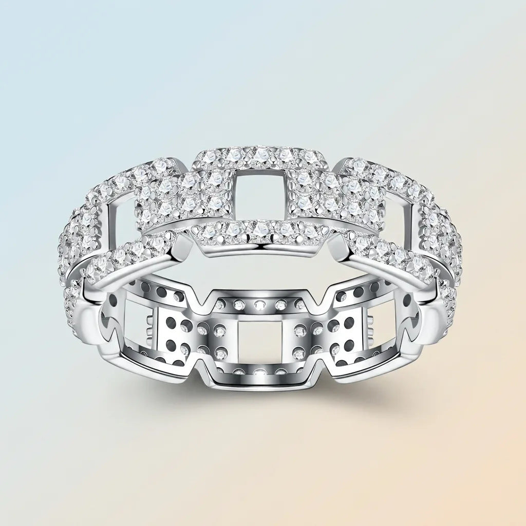 S925 Silver Pavé-Set Moissanite Ring