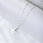 S925 Sterling Silver Zircon Pendant Pearl Necklace