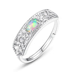 S925 Sterling Silver Synthetic Opal Ring