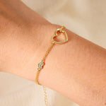 S925 Sterling Silver Zircon Inlaid Heart-Shaped Double-Layer Bracelet