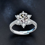 S925 Sterling Silver Snowflake Moissanite Ring