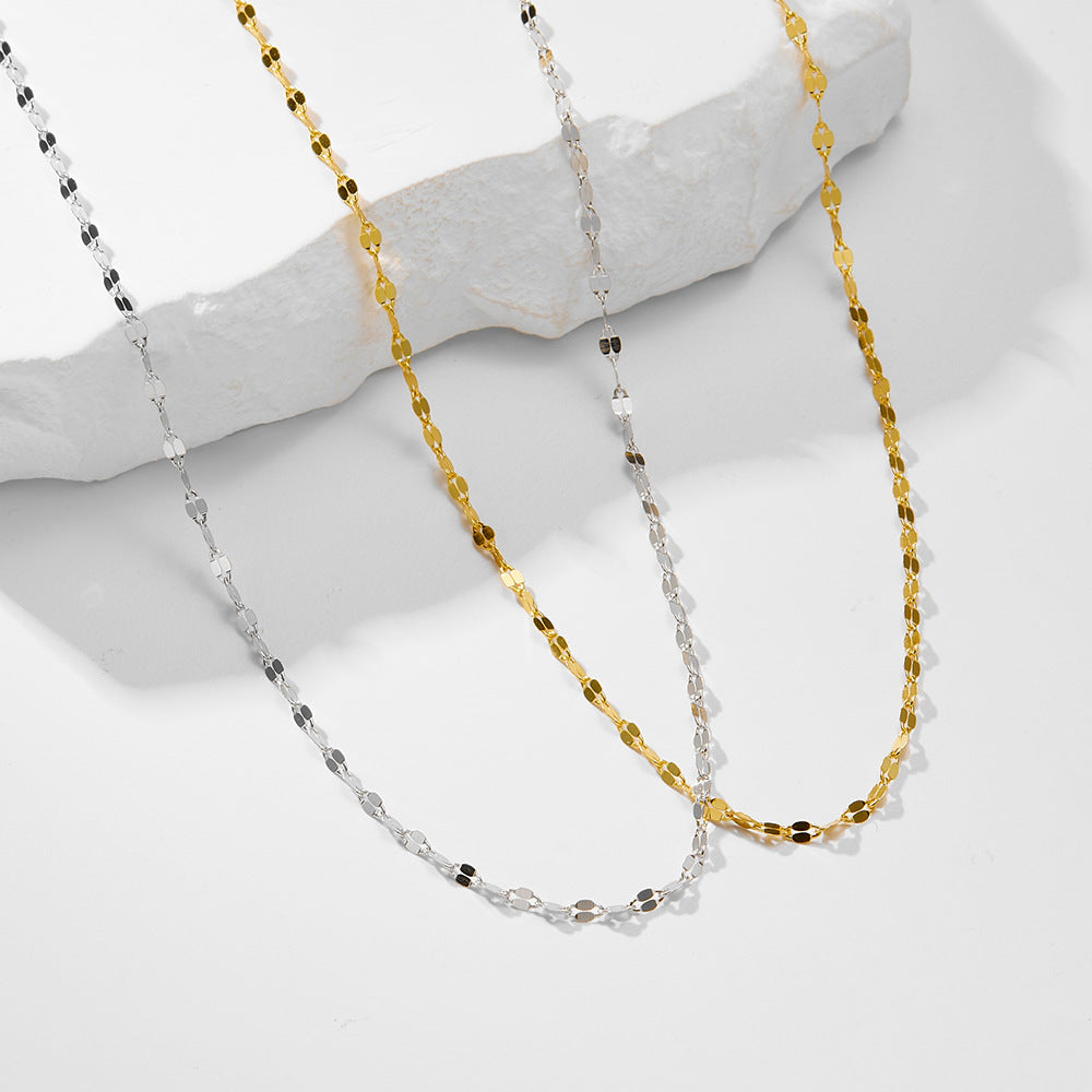 S925 Silver 18K Gold Plating Tile Choker Necklace