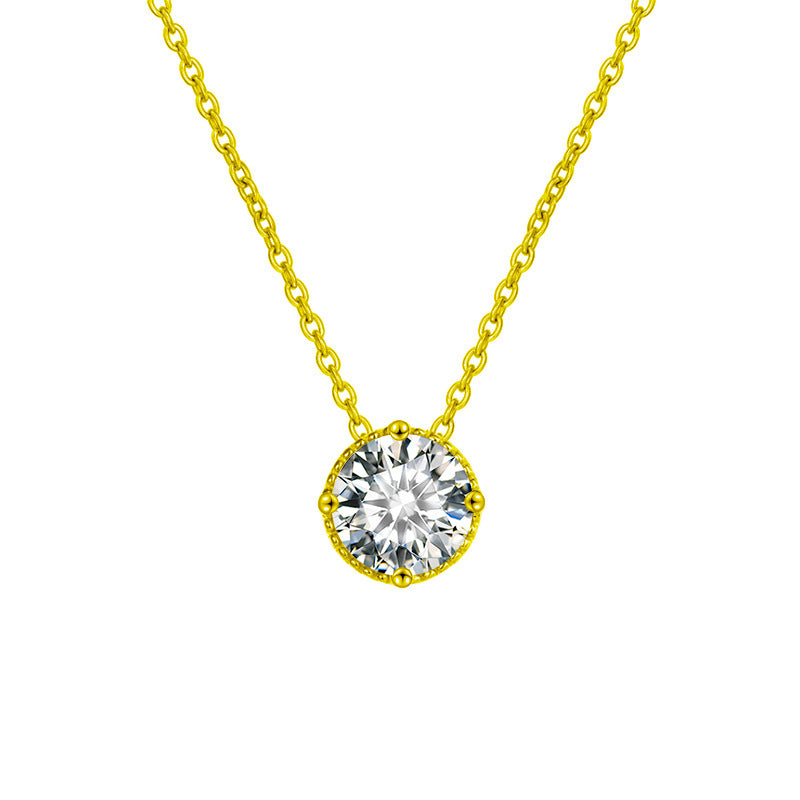 S925 Sterling Silver Moissanite Simple round Cake Pendant Necklace