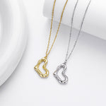 S925 Sterling Silver Irregular Wrinkles Heart Necklace
