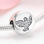 S925 Sterling Silver Peace Dove Beaded Zircon Pendant