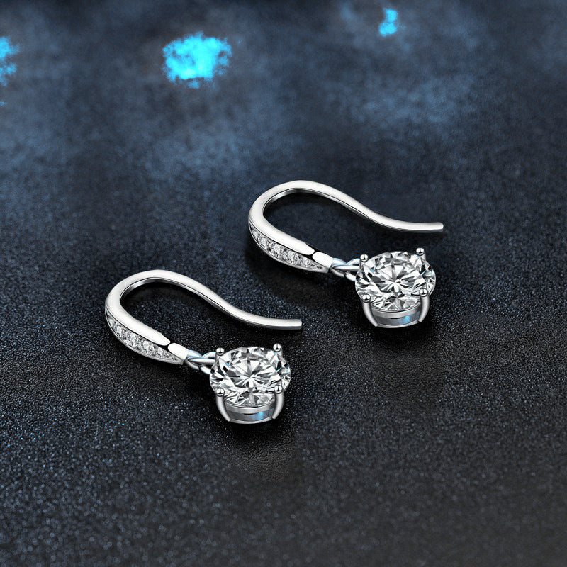 Elegant 925 Sterling Silver Moissanite Hook Earrings