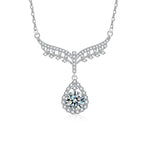 S925 Sterling Silver Moissanite Angel Water Drop Pendant Necklace