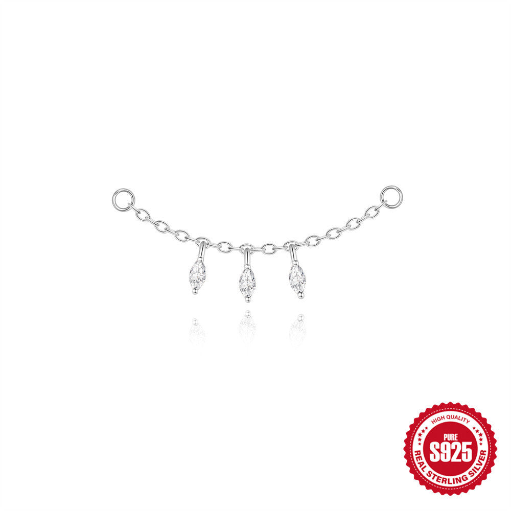 S925 Sterling Silver Spiral Cartilage Stud with Butterfly and Moissanite(Single unit)