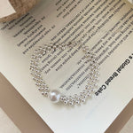 S925 Sterling Silver Exquisite Imitation Pearl Woven Bracelet
