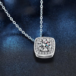 S925 Sterling Silver Moissanite Classic Square Pendant Necklace