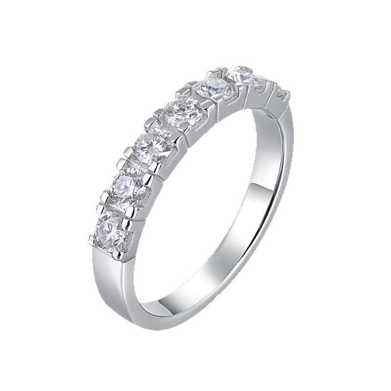 S925 Sterling Silver Moissanite Solid-Band Ring